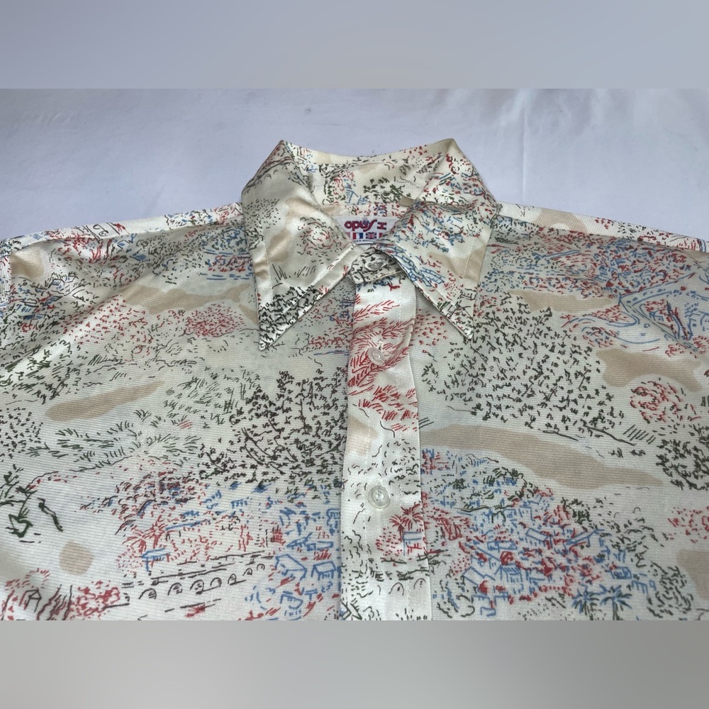 Men's Cream Patterned Shirt - Picture 3 of 13
